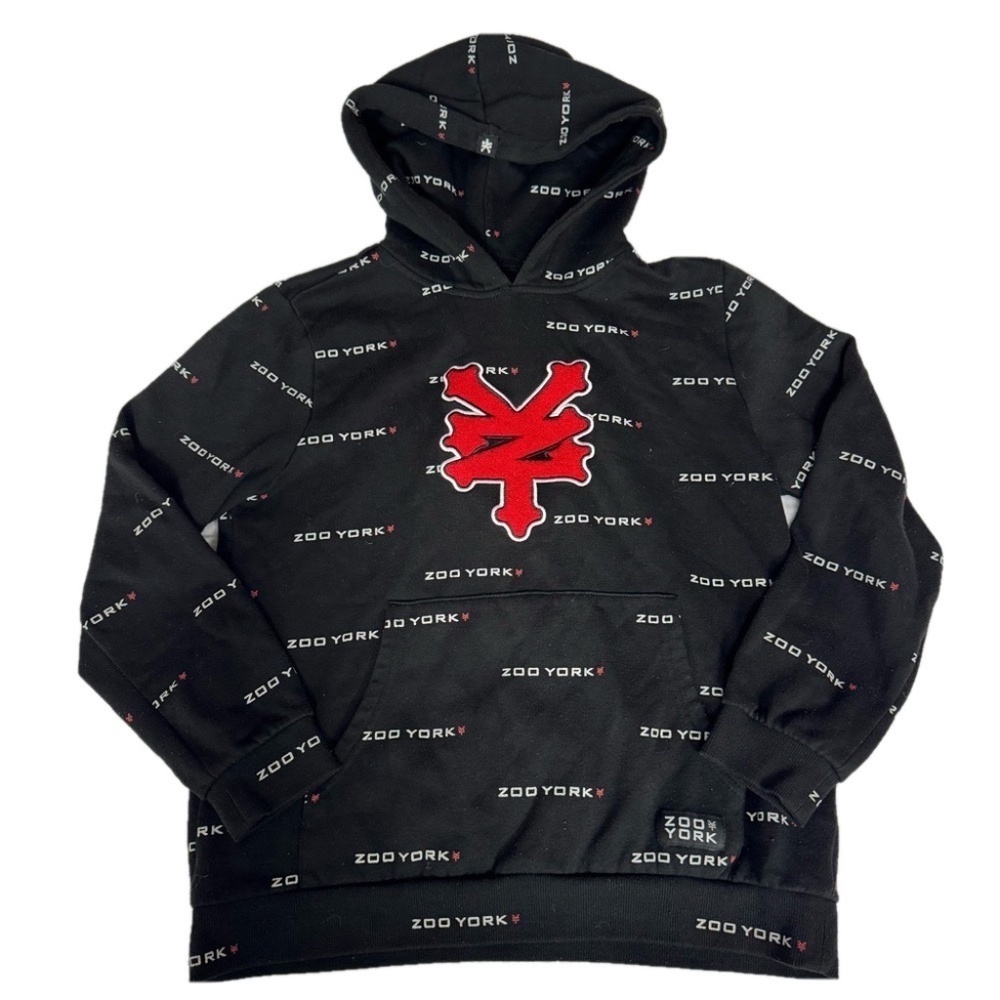 Zoo York Skater Large Logo Hoodie Youth Boy XL 16 Black Red White